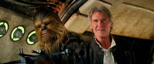 Film Frame / Lucasfilm
Peter Mayhew as Chewbacca and Harrison Ford as Han Solo.