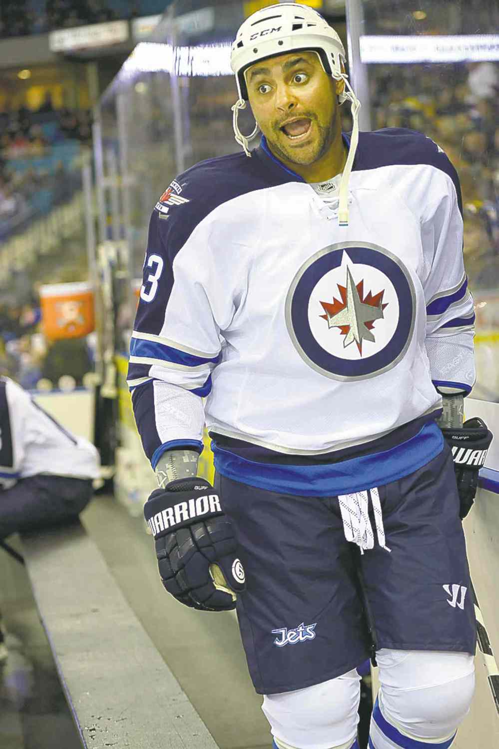 Liam Richards / THE CANADIAN PRESS
Jets defenceman Dustin Byfuglien might partner with rookie Jacob Trouba in the team's first game.