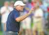 Jay LaPrete / the associated press
Steve Stricker celebrates his win Thursday. Stricker teamed with Jordan Spieth to beat Ernie Els and Brendon de Jonge 1-up.