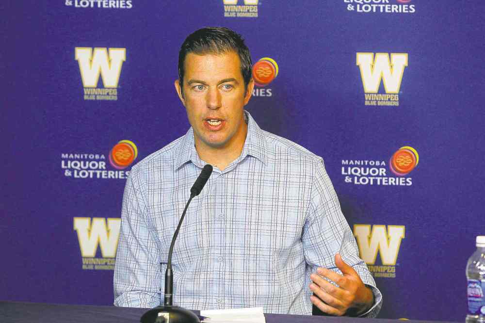 BORIS MINKEVICH / WINNIPEG FREE PRESS archives
Kyle Walters argues acquiring OL Patrick Neufeld for CFL sack leader Alex Hall will be of significant benefit for the Bombers, citing Neufeld's versatility.