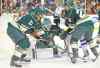 Jesse Johnson / usa today sports
The Wild's Jonas Brodin (25), Ryan Suter (20) and Josh Harding (37) spar for the puck with the Jets' Eric Tangradi in front of the Wild's net Thursday.
