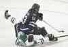 JOE BRYKSA / WINNIPEG FREE PRESS
Defenceman Dustin Byfuglien earns the Jets a power play � resulting in the team�s only goal � on this trip by Stars defenceman Sergei Gonchar.