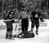 TREVOR HAGAN / WINNIPEG FREE PRESS
There were a few long, scary moments after Winnipeg Jets defenceman Jacob Trouba crashed headfirst into the end boards.