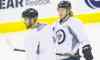 TREVOR HAGAN / WINNIPEG FREE PRESS 
Jets captain Andrew Ladd (left) and Bryan Little know the players have to improve as individuals and a team before they can call each other to account for poor play.