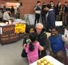 ALEXANDRA PAUL / WINNIPEG FREE PRESS
NDP leader Greg Selinger talks to a father and two daughters at one of the market stalls at the St. Norbert Farmers' Market.