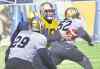 JOE BRYKSA / WINNIPEG FREE PRESS
Bruised but unbowed, Max Hall is determined to show he's a starter in the CFL.
