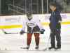 Wayne Glowacki / Winnipeg Free Press
During Friday�s practice, Jets D-man Dustin Byfuglien and head coach Claude Noel take time to discuss strategies for stopping Jonathan Toews and the Blackhawks.