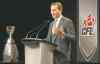CP
Liam Richards / the canadian press
CFL Commissioner Mark Cohon gives his state of the league address on Friday in Regina. He warned about overspending in the good times.
