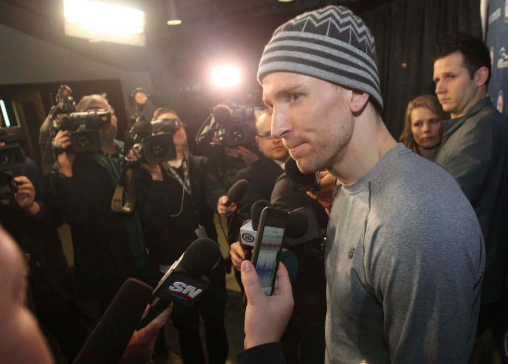 JOE BRYKSA / WINNIPEG FREE PRESS
Blake Wheeler expressed frustration earlier this season with the fact he’s not getting any younger and would like to win a Stanley Cup sooner than later.