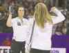 Jason Halstead
Jason Halstead / Winnipeg Free PressSkip Jennifer Jones high-fives Jill Officer (left) during Saturday�s final.