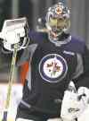 JOE BRYKSA / WINNIPEG FREE PRESS
Jets' No. 2 goalie Al Montoya at Monday's workout. He was brilliant Sunday night.