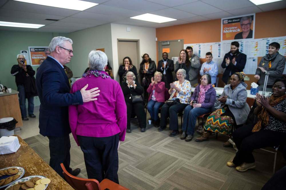 MIKE DEAL / WINNIPEG FREE PRESS
Despite past infighting, Selinger has worked to support remaining veteran NDP incumbents, including Riel MLA Christine Melnick.