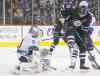 CP
John Woods / the canadian press files
Canucks goaltender Eddie Lack denies the deflection by Jets� Andrew Ladd in the second period Friday at the MTS Centre.