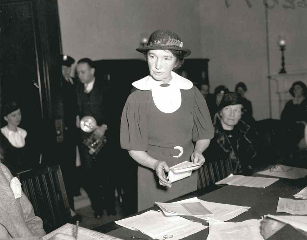 The Associated Press files
In this 1934 photo, Margaret Sanger appears before a Senate committee for federal birth-control legislation in Washington, D.C.