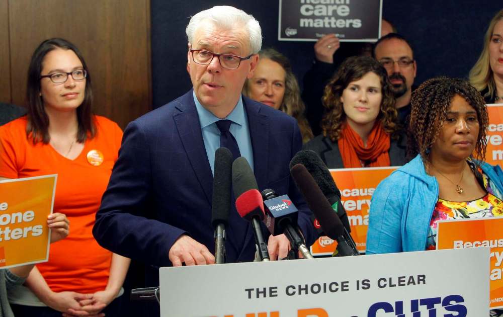 BORIS MINKEVICH / WINNIPEG FREE PRESS
NDP Leader Greg Selinger stepped down after the party was trounced in the election by the Progressive Conservatives.