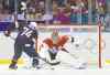 The Associated Press
Mark Humphrey / the associated press
T.J. Oshie was the hero for the U.S. Olympic hockey team Saturday, bulging the twine on four of six attempts in the American�s shootout victory over the Russians.