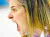 Robert F. Bukaty / The Associated Press
Canada's skip Jennifer Jones, wearing gold eye shadow, screams for her teammates to sweep harder during the women's curling semifinal game against Britain at the 2014 Winter Olympics, Wednesday, Feb. 19, 2014, in Sochi, Russia.