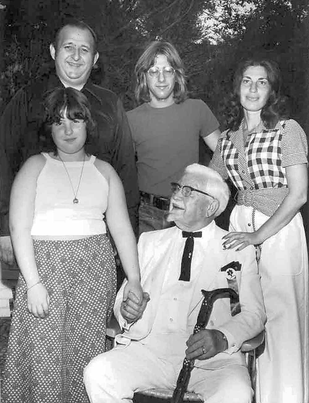 Submitted photo
Grubert with son Nolan, wife Belle and daughter Beth, holding hands with KFC's famous Col. Harlan Sanders in the mid-'70s.