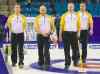 Andrew Vaughan / The Canadian Press
Manitoba's Jeff Stoughton (from left), Jon Mead, Mark Nichols and Reid Carruthers leave the ice after eking one out over the Northwest Territories Sunday.