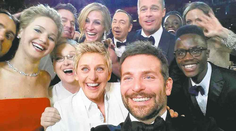 Ellen DeGeneres/The Associated Press
Front row from left, Jared Leto, Jennifer Lawrence, Meryl Streep, Ellen DeGeneres, Bradley Cooper, Peter Nyong'o Jr., and, second row, from left, Channing Tatum, Julia Roberts, Kevin Spacey, Brad Pitt, Lupita Nyong'o and Angelina Jolie.