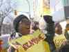 Ruth Bonneville / Winnipeg Free Press
Roxana Obasi and Gertrude Hambira rally for women's rights in Mozambique and Guatemala.