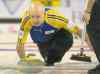 Andrew Vaughan / The Canadian Press
Alberta skip Kevin Koe releases a rock against Quebec in semi-final action at the Tim Hortons Brier in Kamloops, B.C., on Saturday.