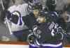 Jets�  Andrew  Ladd and Michael Frolik celebrate Ladd�s goal against Rangers� goalie Henrik Lundqvist in the first period Friday.