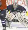 Wayne Glowacki / Winnipeg Free Press 
Winnipeg Jets goalie Al Montoya looked sharp in Friday's practice at the MTS Centre. The 'Big Cubano' will get the call tonight against Carolina.