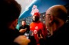 Toronto FC forward Jozy Altidore interviews with the media before an MLS soccer practice at CenturyLink Field at Seattle, Saturday, Nov. 9, 2019. (Andy Bao/The Seattle Times via AP)