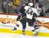 Phil Hossack / Winnipeg Free Press
Winnipeg Jets captain Andrew Ladd gets his bell rung by Pittsburgh Penguins defenceman Brooks Orpik Thursday night at the MTS Centre.