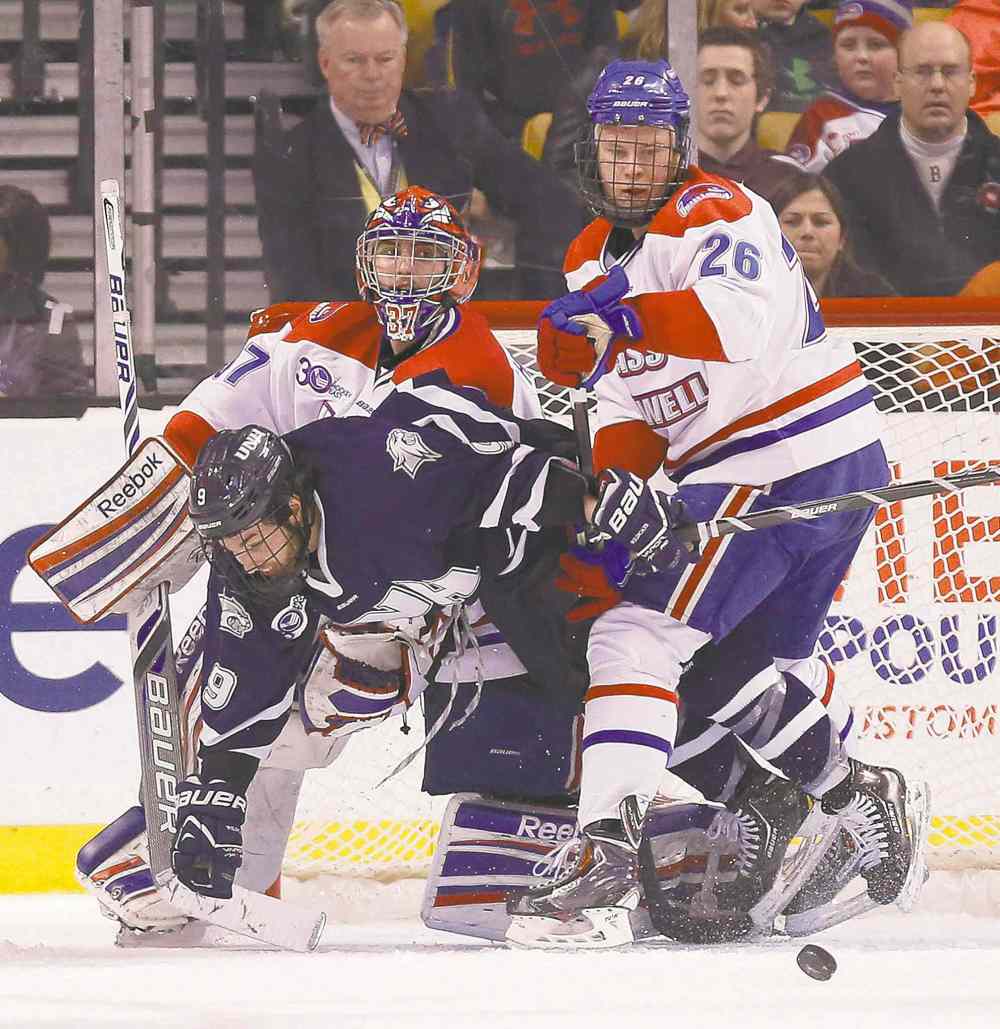 Michael Dwyer / The Associated Press files
Massachusetts-Lowell goalie Connor Hellebuyck had brilliant save percentages of .952 and .941 the past two seasons.