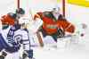 USA Today Sports
Sergei Belski / USA TODAY sports
Calgary Flames goalie Karri Ramo stymies Winnipeg Jets centre Jim Slater during first-period action on Friday night in Calgary. The game wrapped up the Jets� season.