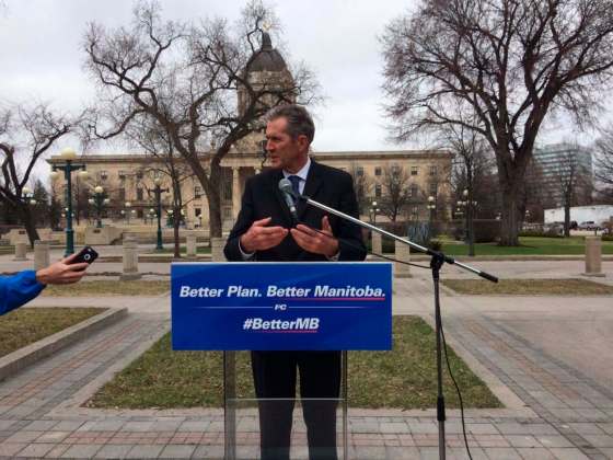 MIKE DEAL / WINNIPEG FREE PRESSPremier-elect Brian Pallister speaks to media Wednesday afternoon.