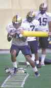 Phil Hossack / Winnipeg Free Press
RB Paris Cotton handles two balls while being distracted with the stick Wednesday.