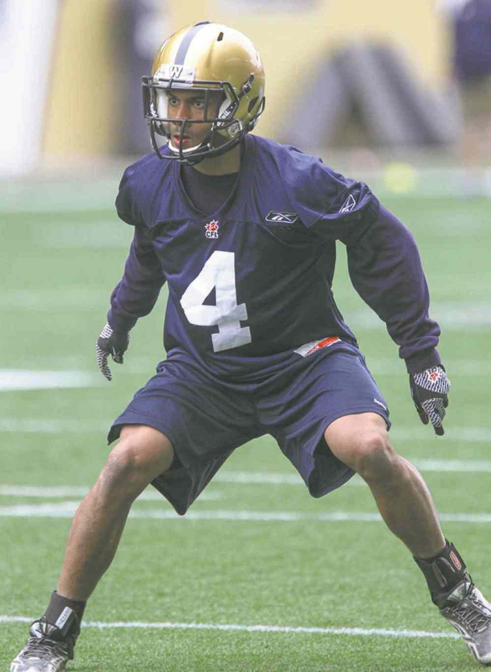 MIKE DEAL / WINNIPEG FREE PRESS
Donovan Alexander is a leading contender for the field-side cornerback spot.