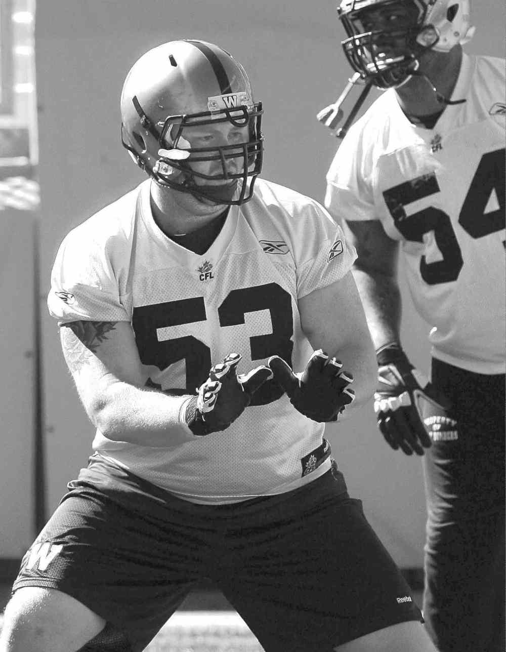photos by Wayne Glowacki / Winnipeg Free Press
The Blue hope O-lineman Patrick Neufeld (left) will be ready soon. Much depends on QB Drew Willy (above right) and defensive co-ordinator Gary Etcheverry (right).