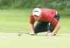 Sarah Taylor / Winnipeg Free Press
Timothy Madigan of New Mexico gets as low as he can go to read this putt. Madigan holds a two-shot lead entering today's final round of the Players Cup at Pine Ridge.