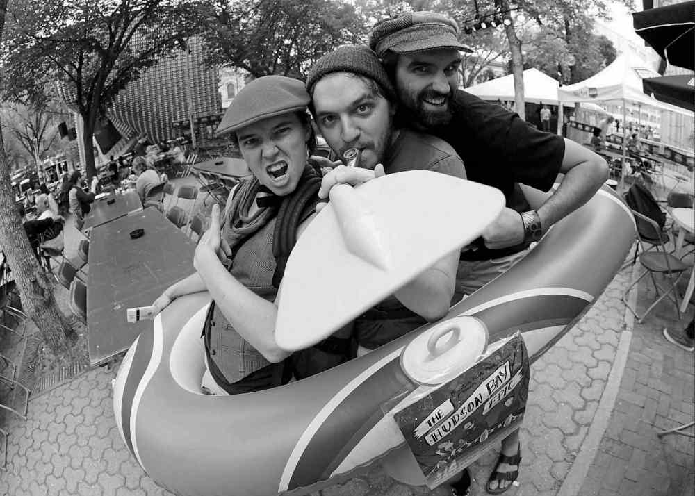 Winnipeg Free Press
John Woods / Winnipeg Free Press
Genevieve Pare (from left), Ryan Reese and Ian McFarlane promote their play The Hudson Bay Epic.