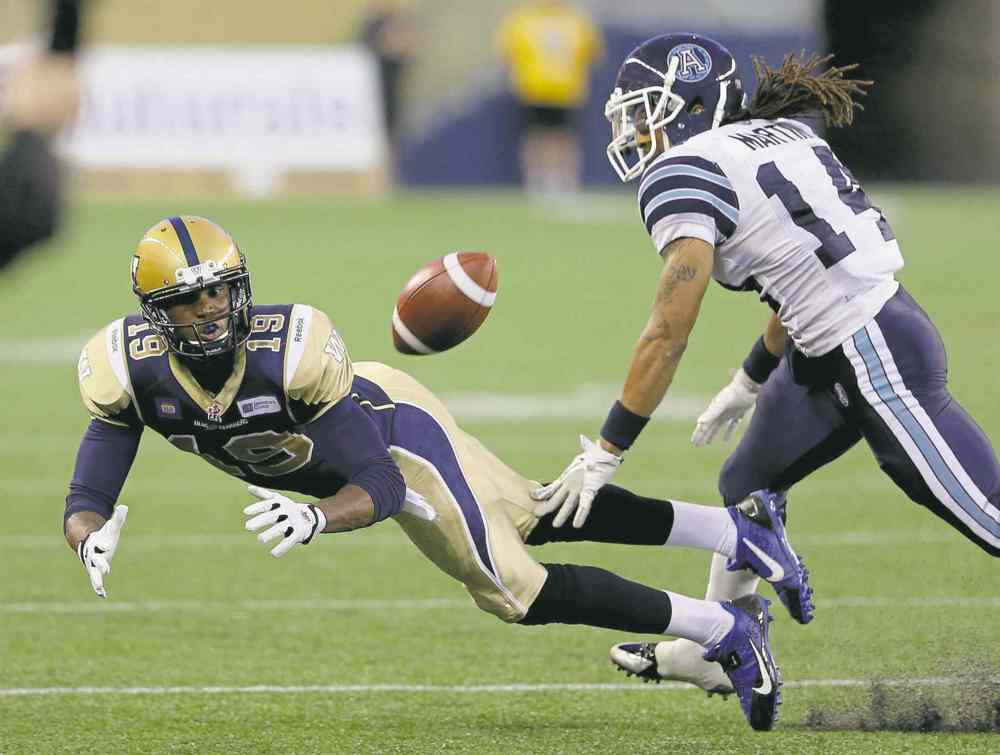 Trevor Hagan / THE CANADIAN PRESS files
Aaron Kelly (above) will rejoin the Bombers receiving corps, while Nick Moore is out with a foot injury.