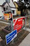 WAYNE GLOWACKI / WINNIPEG FREE PRESS
Election signs along Mountain Ave. at Kildarroch St. during the 2016 election campaign.