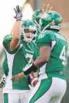 Liam Richards / the canadian press
Fan favourite Weston Dressler (left) has returned to the Roughriders with hopes of rekindling the magical connection he has had with quarterback Darian Durant.