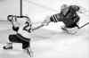 Marcio Jose Sanchez / The Associated Press
Jets winger Chris Thorburn is stymied against the Sharks' Alex Stalock Saturday. The Jets had their chances, but L.A. and San Jose buried theirs.