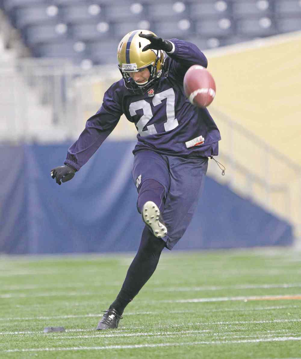 Wayne Glowacki / Winnipeg Free Press
Rookie kicker Lirim Hajrullahu should be multiple award winner at the end of the 2014 CFL season.