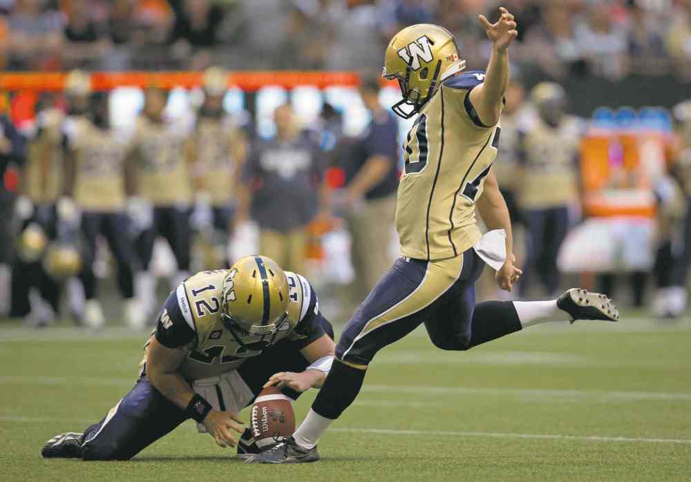 CP
darryl dyck / the canadian press files
Lirim Hajrullahu (right) went from undrafted free agent to the most accurate field-goal kicker the Bombers have ever had.