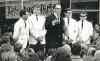 Image courtesy John Einarson
The Guess Who with Teen Dance Party host Bob Burns (centre). Young people in Winnipeg lined up Saturday mornings for a chance to appear on the long-running CJAY TV show.