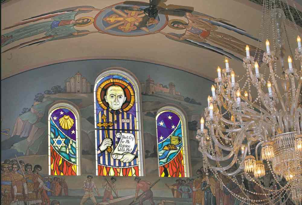WAYNE GLOWACKI / WINNIPEG FREE PRESS
Stained-glass windows at Holy Eucharist Ukrainian Catholic Church honour Rev. Omelian Kovch, whose efforts saved hundreds of Jews during the Second World War.