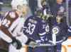 John Woods / WINNIPEG FREE PRESS
Winnipeg Jets Dustin Byfuglien (33), Mark Scheifele (centre) and Mathieu Perreault celebrate Perreault's second-period goal against the Colorado Avalanche.