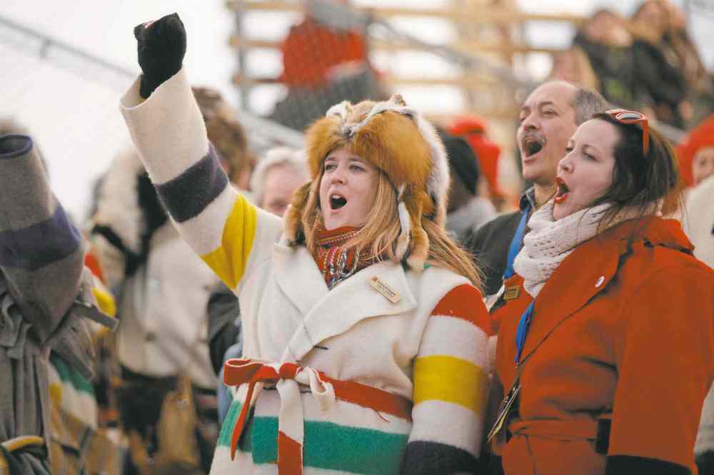 Winnipeg Free Press
John Woods / Winnipeg Free Press
Ginette Connelly embraces the cold on the last day of the Festival Du Voyageur Sunday.