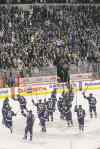 CP
Winnipeg Jets salute the fans after giving them their first win against the Pittsburgh Penguins at the MTS Centre in Winnipeg, Monday, October 17, 2011. The Jets won 2-1. THE CANADIAN PRESS/John Woods