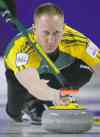 Jeff McIntosh / The Canadian Press
Northern Ontario skip Brad Jacobs lets a rock go during Wednesday's game against New Brunswick.